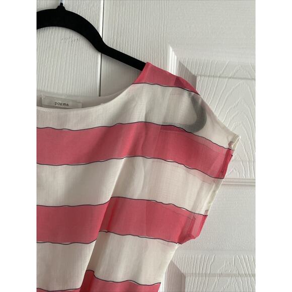 Poema Womens Small Dress Stripe Pleated Preppy Feminine - Picture 4 of 9